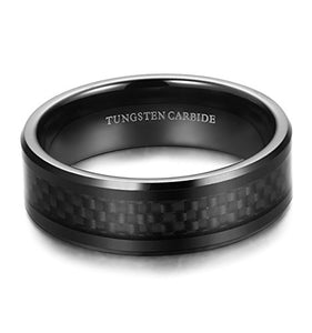 Tungsten Carbide Wedding Band Black Carbon Fiber - Mister Bands
