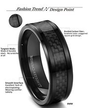Load image into Gallery viewer, Tungsten Carbide Wedding Band Black Carbon Fiber - Mister Bands