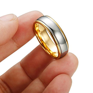 Tungsten Wedding Band Yellow Gold - Mister Bands