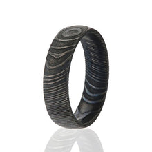 Load image into Gallery viewer, Damascus Steel Wedding Band Black 6mm - Mister Bands