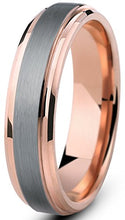 Load image into Gallery viewer, Tungsten Rings for Men Wedding Band Rose Gold Brushed Beveled - Mister Bands