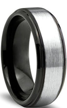 Load image into Gallery viewer, Tungsten Wedding Band Ring Comfort Fit Black Beveled Edge - Mister Bands