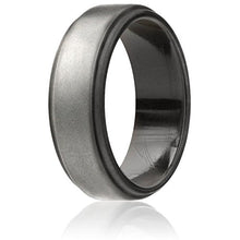 Load image into Gallery viewer, Silicone Wedding Band- Beveled Metalic Platinum - Mister Bands