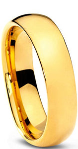 Tungsten Wedding Band Ring Comfort Fit 18K Yellow Gold Plated - Mister Bands