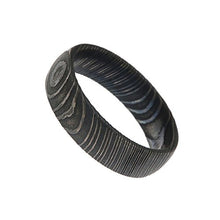 Load image into Gallery viewer, Damascus Steel Wedding Band Black 6mm - Mister Bands