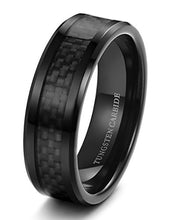 Load image into Gallery viewer, Tungsten Carbide Wedding Band Black Carbon Fiber - Mister Bands
