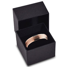 Load image into Gallery viewer, Tungsten Wedding Band Ring Comfort Fit 18K Rose Gold Plated Beveled Edge - Mister Bands