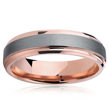 Load image into Gallery viewer, Tungsten Rings for Men Wedding Band Rose Gold Brushed Beveled - Mister Bands