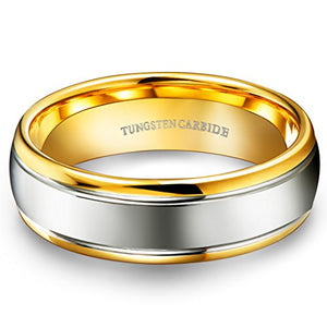Tungsten Wedding Band Yellow Gold - Mister Bands