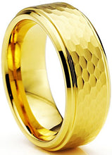 Load image into Gallery viewer, Tungsten Wedding Band 18K Rose Gold Plated Hammerd Beveled - Mister Bands