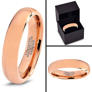 Tungsten Wedding Band Comfort Fit 18K Rose Gold Plated Plated - Mister Bands
