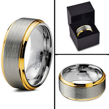 Load image into Gallery viewer, Tungsten Wedding Band Ring Comfort Fit 18K Yellow Gold Plated Beveled Edge - Mister Bands