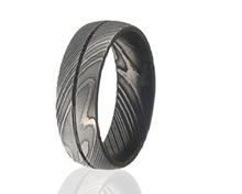 Load image into Gallery viewer, Groove Damascus Steel Wedding Band - Mister Bands